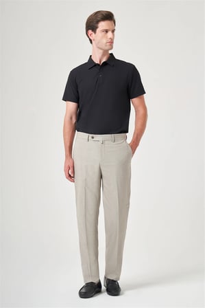 Bej Yan Cep Filafil Desen Comfort Fit Esnek Pantolon 1003260153