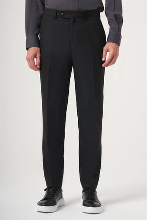 Siyah Yan Cep Açık Paça Bez Ayağı Slim Fit Esnek Pantolon 1003260162