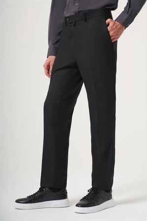 Siyah Yan Cep Açık Paça Bez Ayağı Slim Fit Esnek Pantolon 1003260162