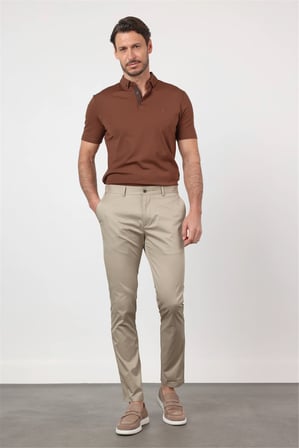 Bej Yan Cep Slim Fit Pamuklu Chino Pantolon 1003260168