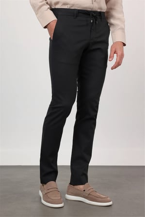 Siyah Yan Cep Keten Slim Fit Keten Karışımlı Jogger Pantolon 1003260169