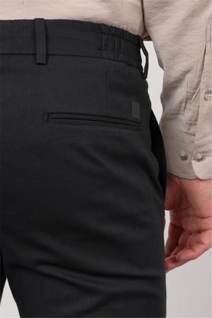 Siyah Yan Cep Keten Slim Fit Keten Karışımlı Jogger Pantolon 1003260169