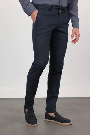 Lacivert Yan Cep Keten Slim Fit Keten Karışımlı Jogger Pantolon 1003260169