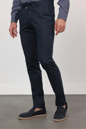 Lacivert Yan Cep Keten Slim Fit Keten Karışımlı Jogger Pantolon 1003260169