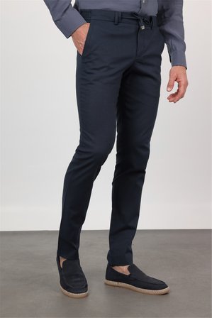 Lacivert Yan Cep Keten Slim Fit Keten Karışımlı Jogger Pantolon 1003260169