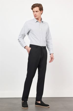 Siyah Yan Cep Comfort Fit Esnek Chino Pantolon 1003260171