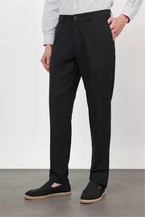Siyah Yan Cep Comfort Fit Esnek Chino Pantolon 1003260171