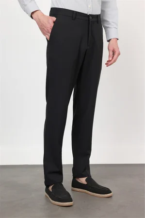 Siyah Yan Cep Comfort Fit Esnek Chino Pantolon 1003260171