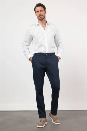 Lacivert Yan Cep Comfort Fit Pamuklu Chino Pantolon 1003260172