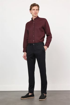 Siyah Yan Cep Kendinden Desenli Örme Jogger Slim Fit Esnek Pantolon 1003260174