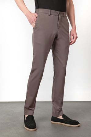 Açık Kahverengi Yan Cep Kendinden Desenli Örme Jogger Slim Fit Esnek Pantolon 1003260174