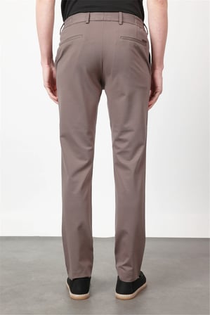 Açık Kahverengi Yan Cep Kendinden Desenli Örme Jogger Slim Fit Esnek Pantolon 1003260174
