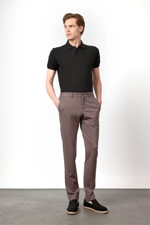 Açık Kahverengi Yan Cep Kendinden Desenli Örme Jogger Slim Fit Esnek Pantolon 1003260174