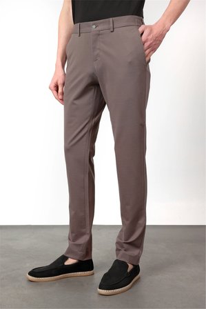 Açık Kahverengi Yan Cep Kendinden Desenli Örme Jogger Slim Fit Esnek Pantolon 1003260174