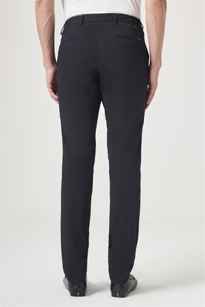 Lacivert Yan Cep Kendinden Desenli Gofreli Jogger Slim Fit Esnek Pantolon 1003260177