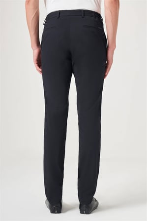 Lacivert Yan Cep Kendinden Desenli Gofreli Jogger Slim Fit Esnek Pantolon 1003260177