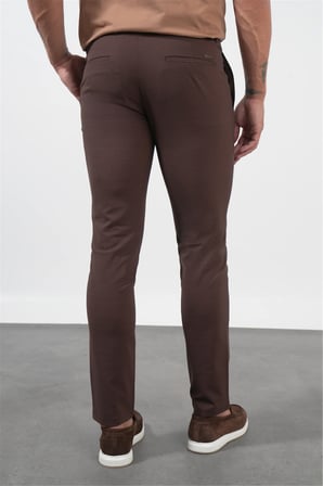 Kahverengi Yan Cep Slim Fit Esnek Jogger Pantolon 1003260179