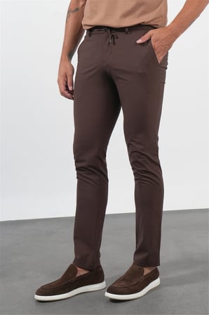 Kahverengi Yan Cep Slim Fit Esnek Jogger Pantolon 1003260179