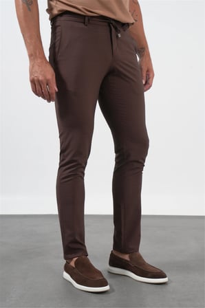 Kahverengi Yan Cep Slim Fit Esnek Jogger Pantolon 1003260179