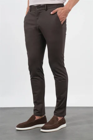 Kahverengi Yan Cep Slim Fit Esnek Jogger Pantolon 1003260274
