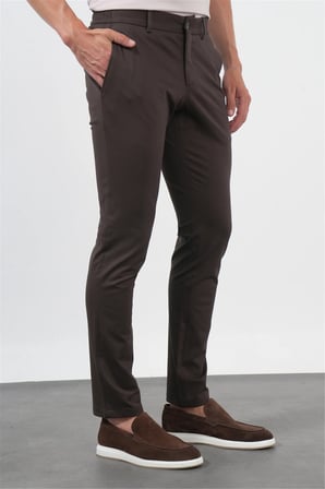 Kahverengi Yan Cep Slim Fit Esnek Jogger Pantolon 1003260274