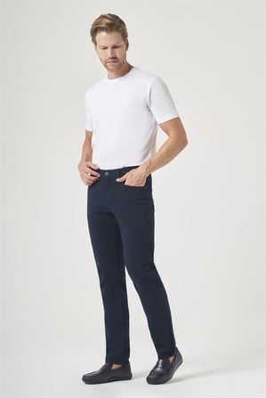 Lacivert 5 Cep Gabardin Slim Fit Pamuklu Denim Jean Kot Pantolon 1003260317