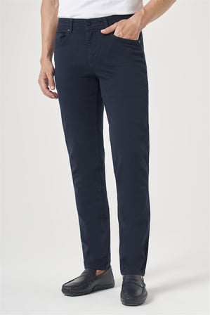 Lacivert 5 Cep Gabardin Slim Fit Pamuklu Denim Jean Kot Pantolon 1003260317