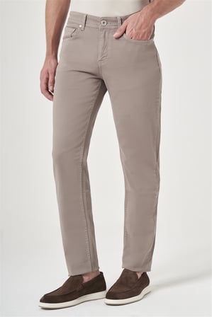 Bej 5 Cep Gabardin Slim Fit Pamuklu Denim Jean Kot Pantolon 1003260317