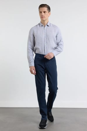 Lacivert 5 Cep Düz Paça Gabardin Slim Fit Pamuklu Pantolon 1003260318