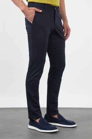 Lacivert Yan Cep Slim Fit Esnek Jogger Pantolon 1003260373