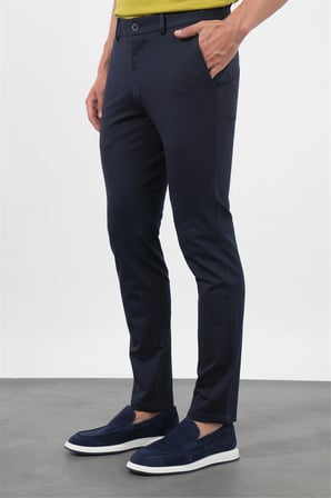 Lacivert Yan Cep Slim Fit Esnek Jogger Pantolon 1003260373