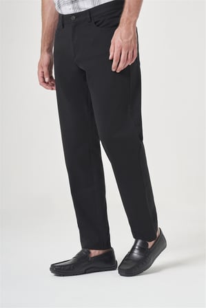 Siyah Yan Cep Örme Slim Fit Casual Pamuklu 5 Cep Pantolon 1003260906