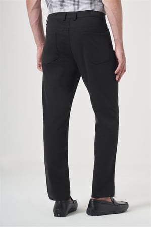 Siyah Yan Cep Örme Slim Fit Casual Pamuklu 5 Cep Pantolon 1003260906