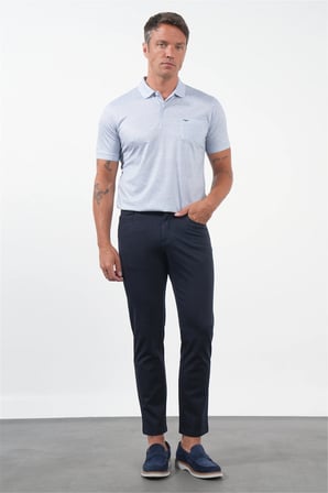 Lacivert Yan Cep Örme Slim Fit Casual Pamuklu 5 Cep Pantolon 1003260906