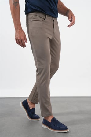 Vizon Yan Cep Örme Slim Fit Casual Pamuklu 5 Cep Pantolon 1003260906