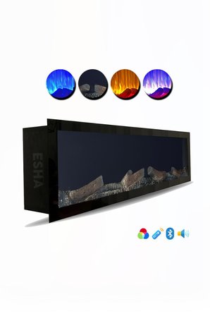 Elektrikli Dekoratif Yapay Şömine Bluetooht Sabit Çıtırtı 100x35X18 Cm