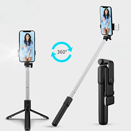 caselka® Kendiliğinden LED Işıklı Kumandalı Uzayabilen Selfie Çubuğu,Masa Üstü Tripod