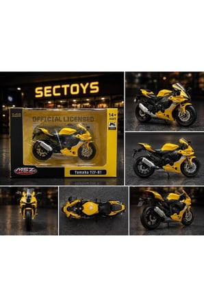 Yamaha YZF-R1 1:18 Ölçek (12cm) Kutulu Lisanslı Diecast Motosiklet Modeli (Sarı)