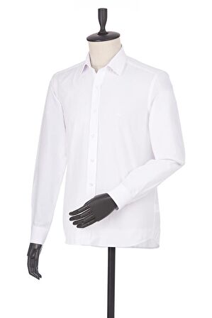 Uzun Kol Filafil Sert Yaka  Slim Fit Dar Kesim Basic Gömlek 1004220008 Beyaz