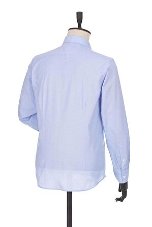 Uzun Kol Filafil Sert Yaka  Slim Fit Dar Kesim Basic Gömlek 1004225008 Mavi