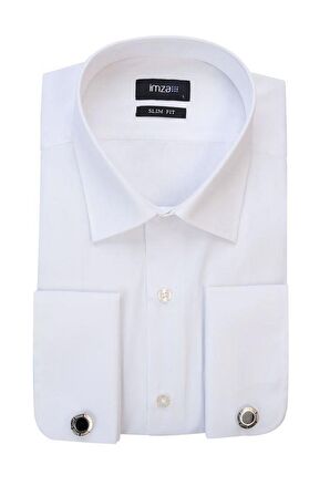 Uzun Kol Sert Yaka  Slim Fit Dar Kesim Basic Gömlek 1004225059 Beyaz