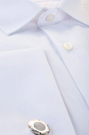 Uzun Kol Sert Yaka  Slim Fit Dar Kesim Basic Gömlek 1004225059 Beyaz