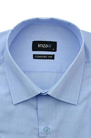 Uzun Kollu Filafil Desen Filafil Sert Yaka Cepli Pamuklu Basic Comfort Gömlek 1004230002 Mavi