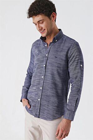 Kısalabilir Kollu Gabardin Cepsiz %100 Pamuk Casual Slim Fit Dar Kesim Gömlek 1004230180 Koyu Lacivert