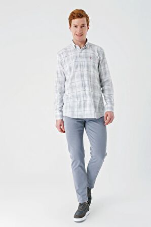 Yeşil Kısalabilir Kol Ekoseli   Cepli Garnili Biyeli Pamuklu Keten  Comfort Fit Gömlek 1004240147