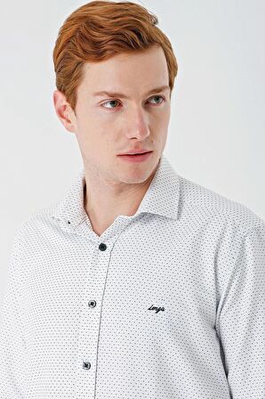 Siyah Uzun Kollu Desenli Armürlü Cepsiz Pamuklu Klasik Slim Fit Dar Kesim Gömlek 1004240189