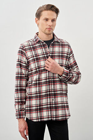 Siyah Yünlü Ekose Desen Yumuşak Yaka Cepsiz Uzun Kol Casual Comfort Fit Gömlek 1004245227