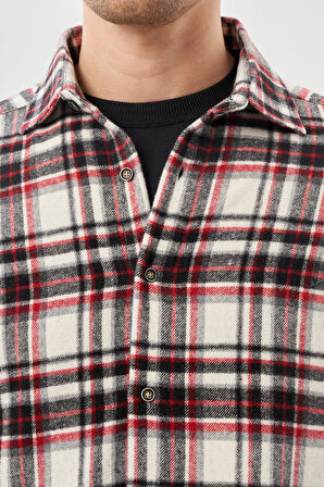 Siyah Yünlü Ekose Desen Yumuşak Yaka Cepsiz Uzun Kol Casual Comfort Fit Gömlek 1004245227