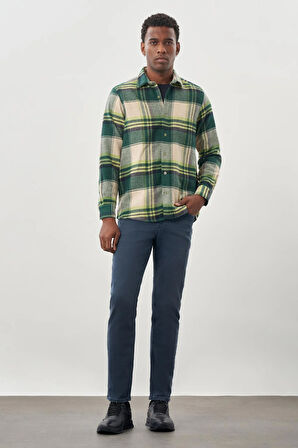 Siyah Yünlü Ekose Desen Yumuşak Yaka Cepsiz Uzun Kol Casual Comfort Fit Gömlek 1004245227