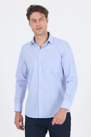 Mavi Uzun Kol Pamuklu Basic Comfort Fit Gömlek 1004250002